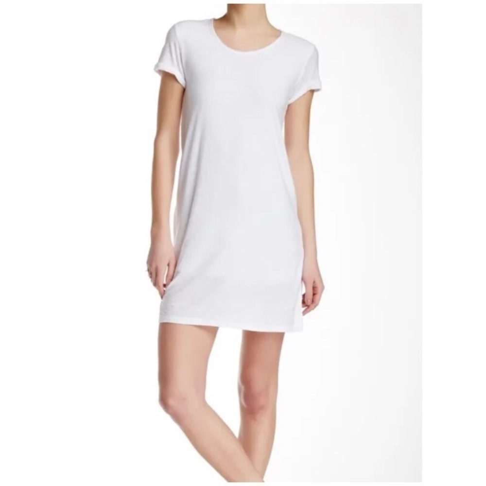NEW STANDARD JAMES PERSE Rolled Sleeve T-Shirt Dress in White
